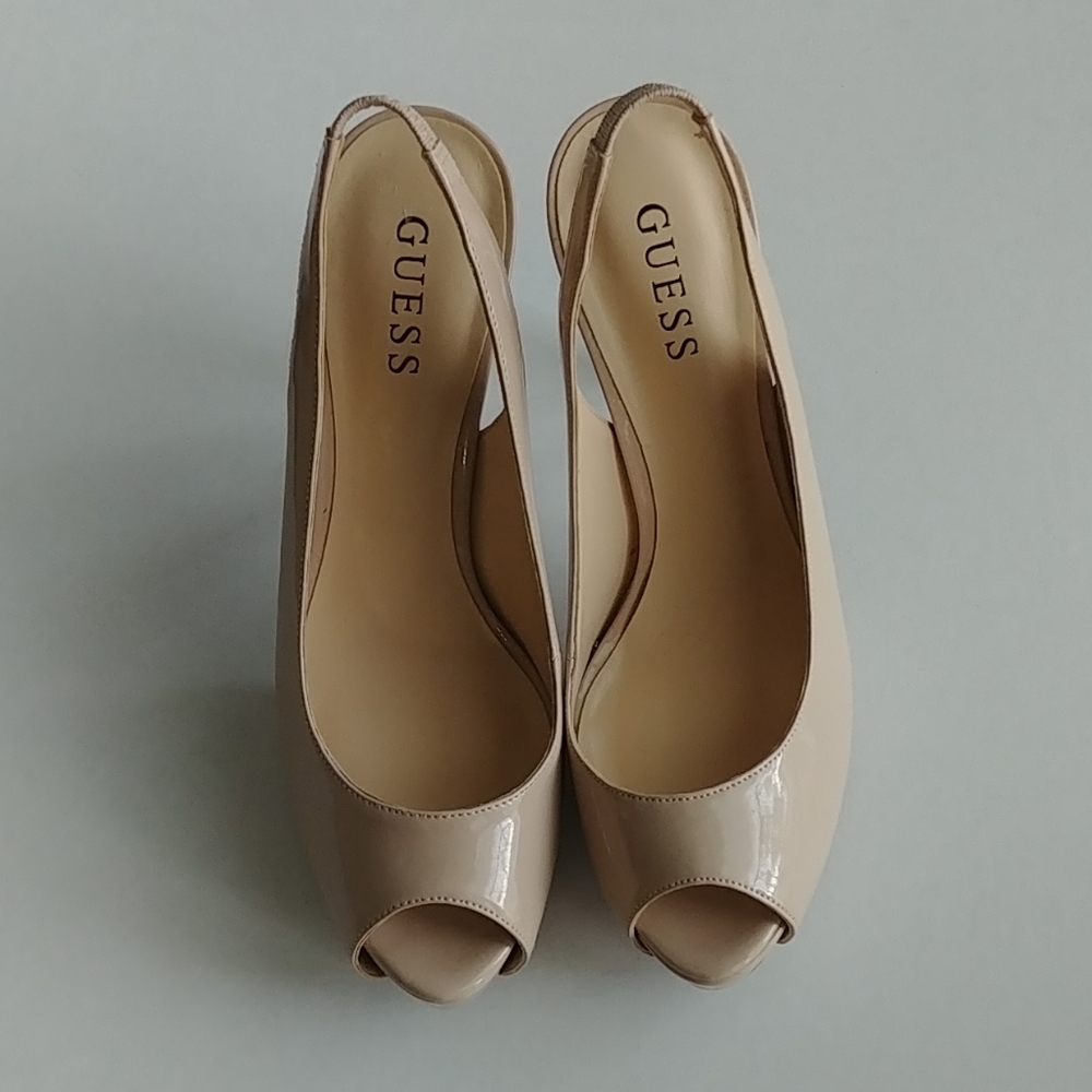 Guess nude patent shoes